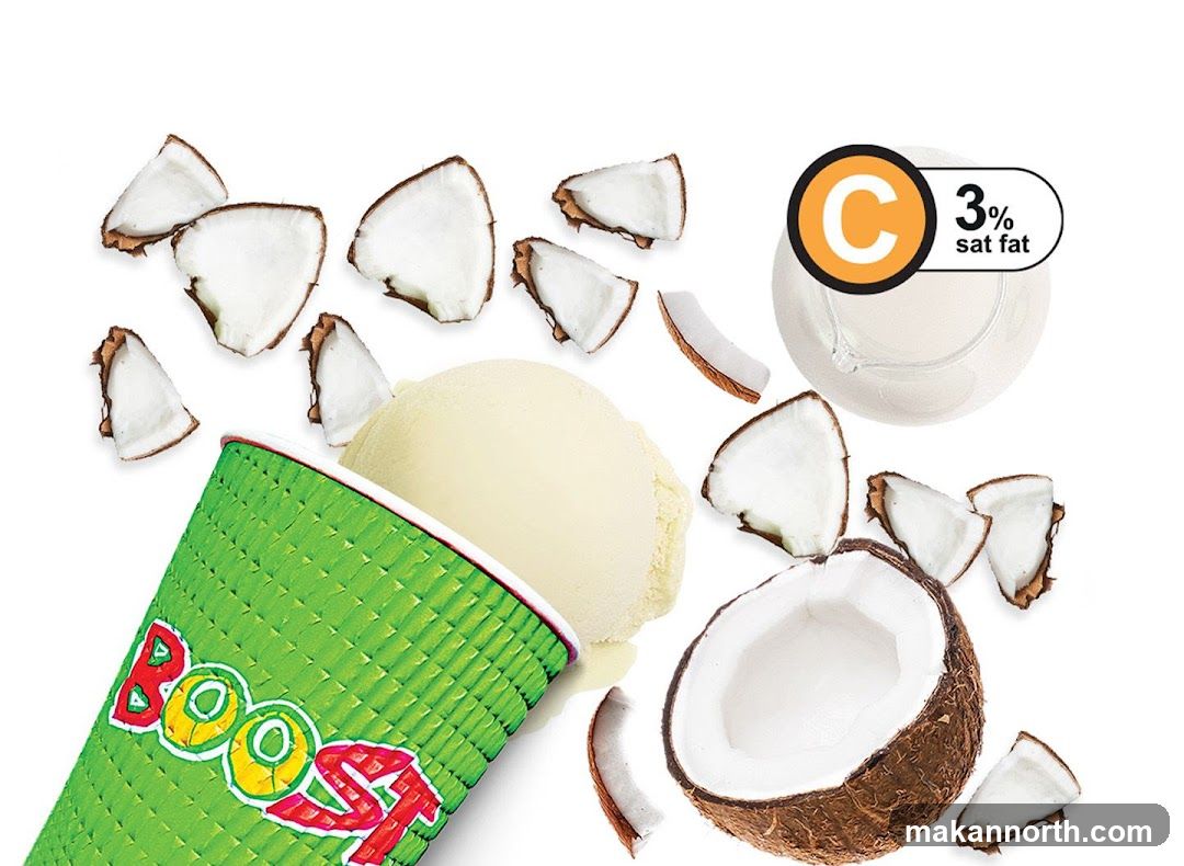 Coconut ice cream with Boost branding