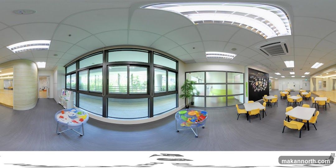 Classroom with tables and chairs