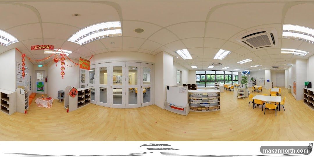 Classroom interior with festive decorations