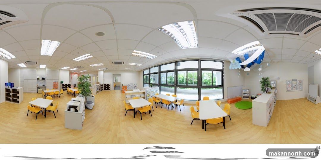 Classroom with tables and chairs