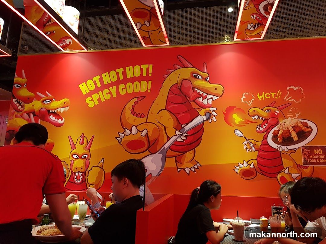 Restaurant Interior with Dragon Mural