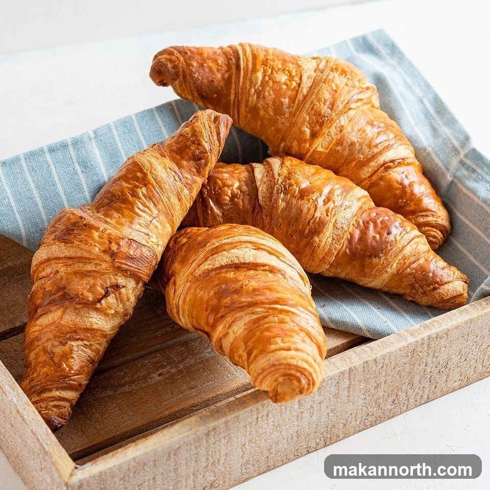 Croissants in a Wooden Tray