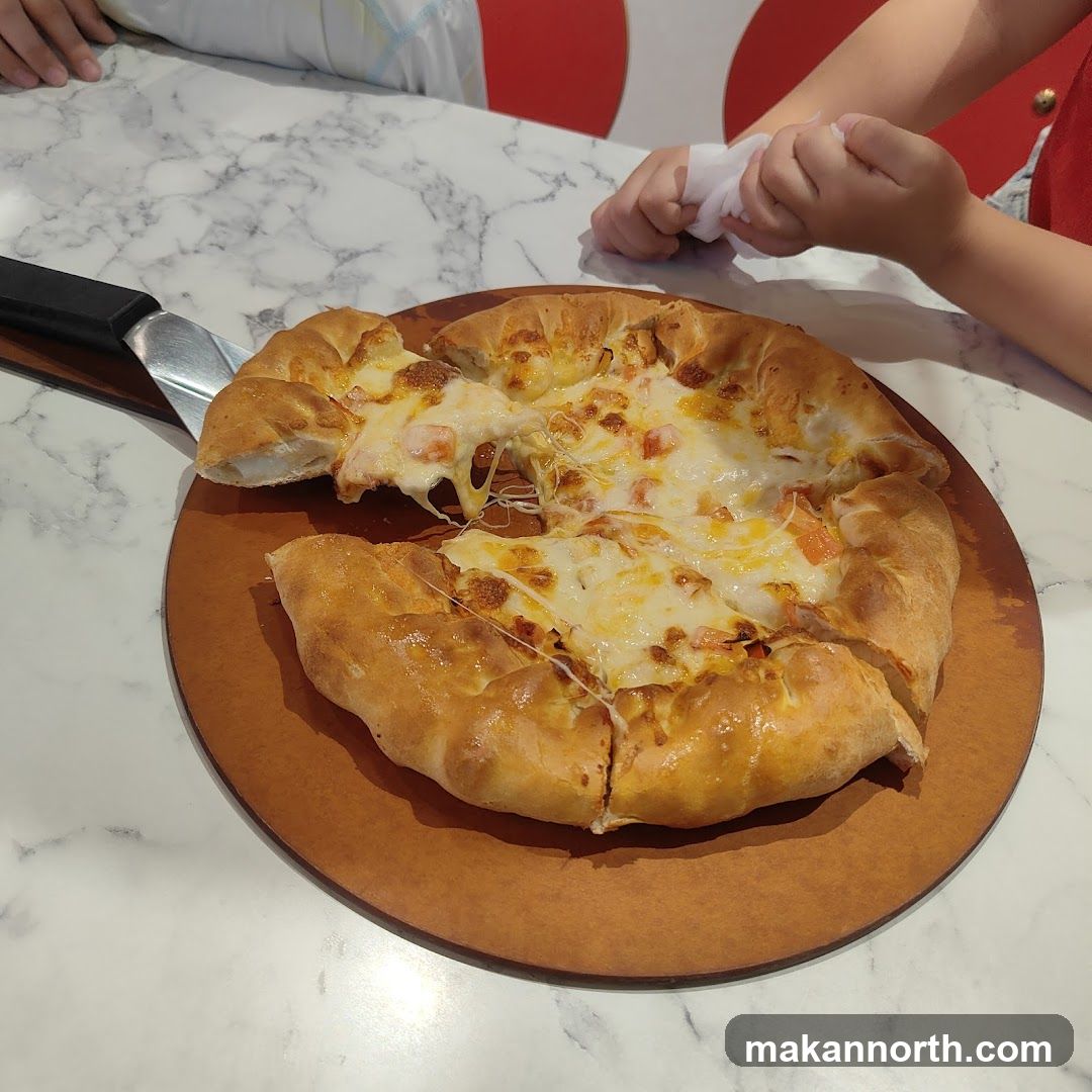 Pizza on a wooden board