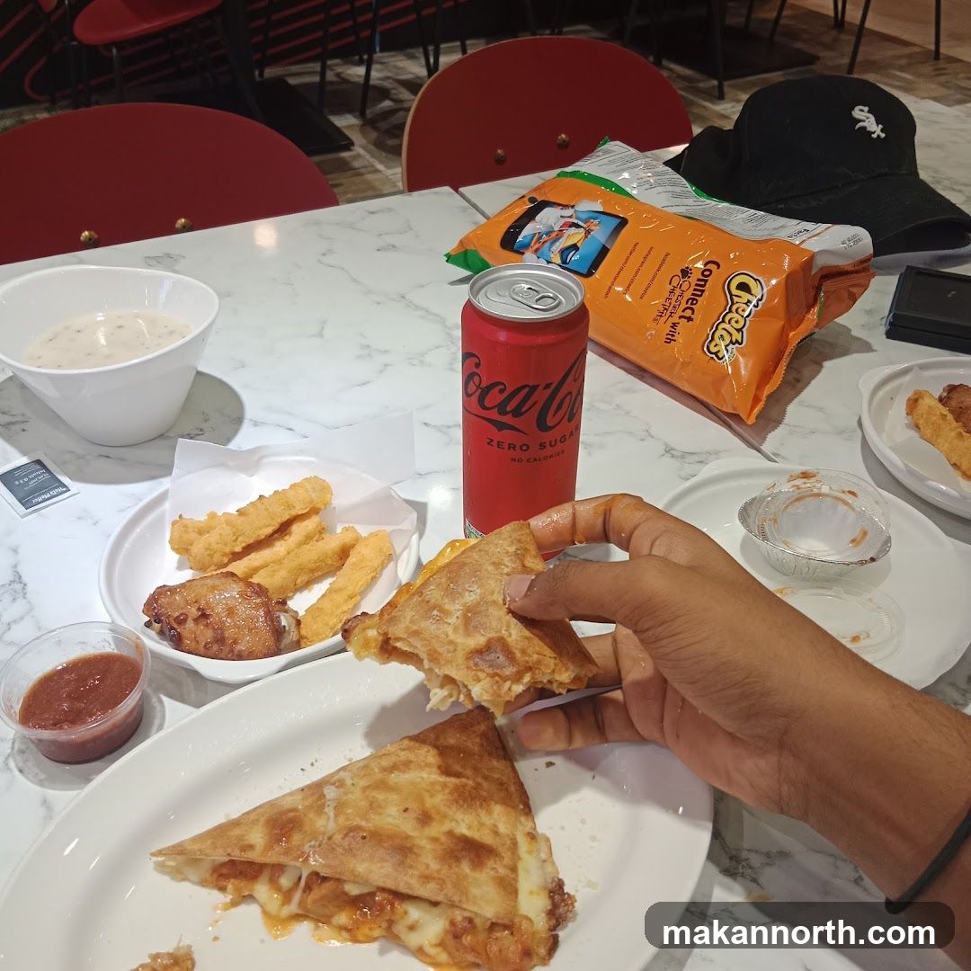 Meal with Cheetos and Coca-Cola