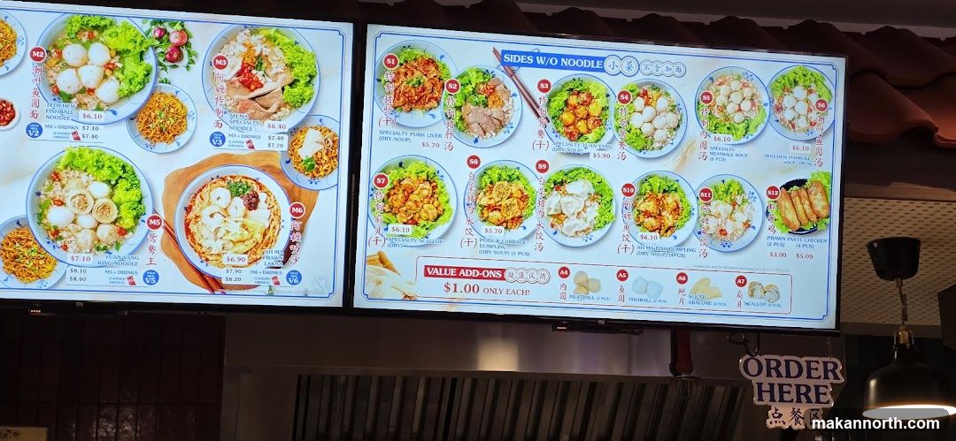 Menu with Noodles and Sides