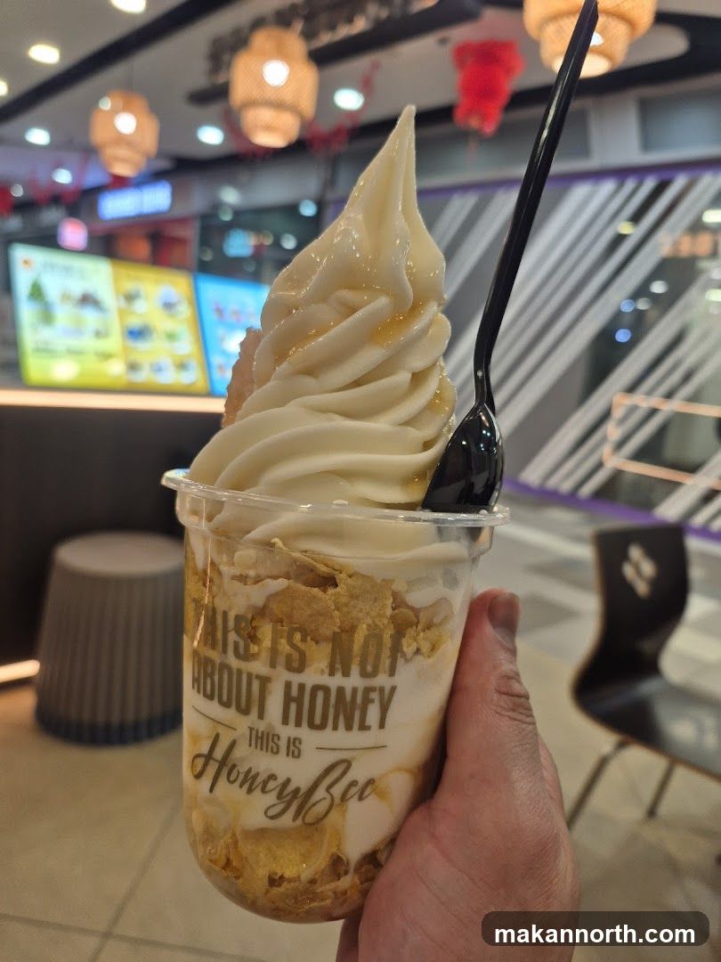 Soft Serve Ice Cream with Honey and Cereal