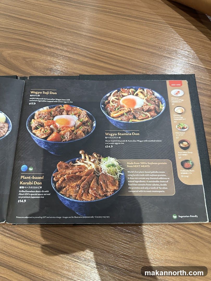 Japanese Menu with Wagyu and Plant-Based Options