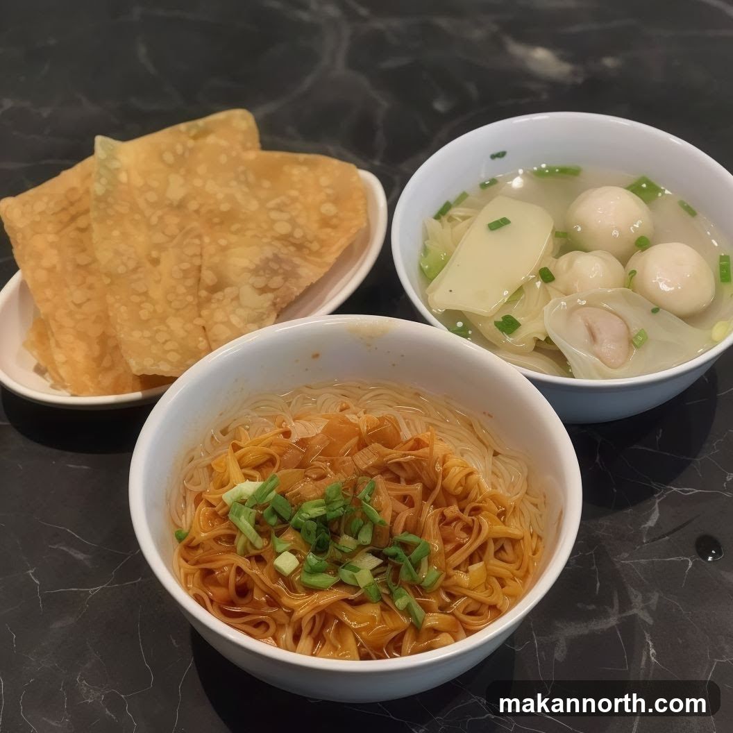 Noodle Soup and Fried Wontons