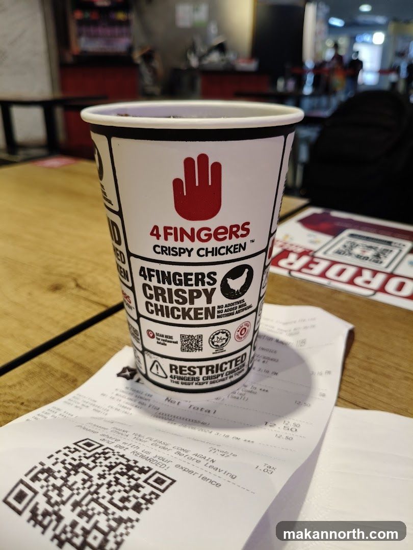 4 Fingers Crispy Chicken Cup and Receipt