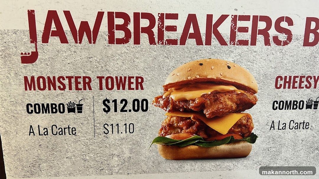 A menu featuring burgers with prices.