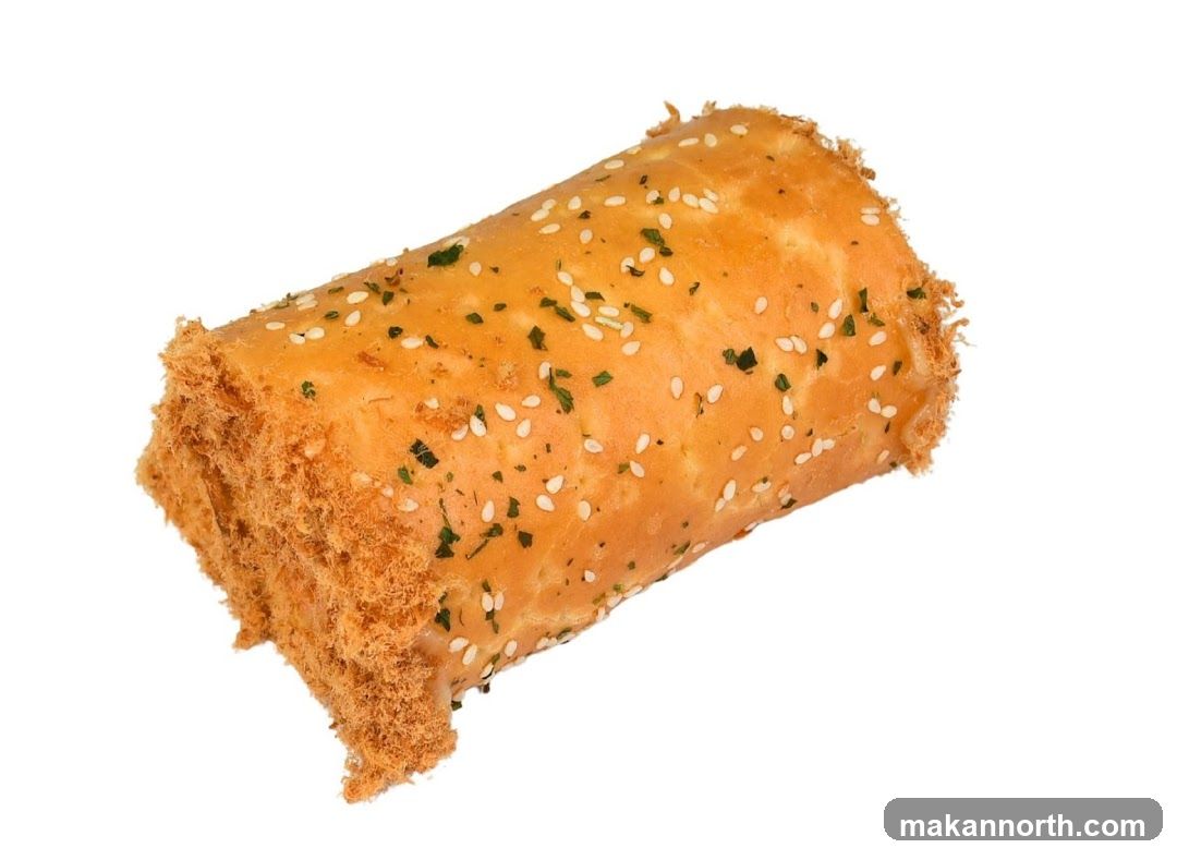 Savory Bread Roll with Shredded Meat and Sesame Seeds
