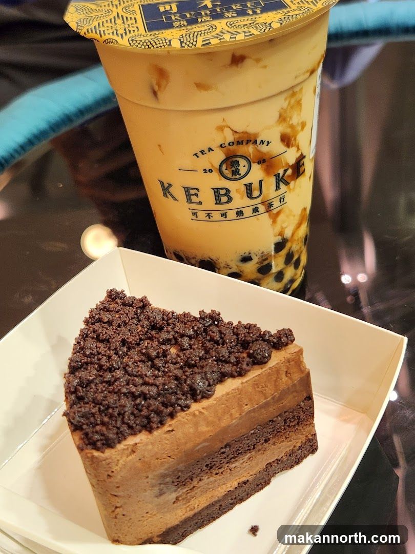 Bubble Tea and Chocolate Cake