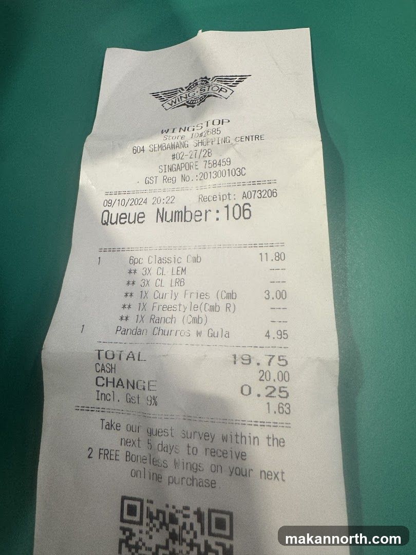 Wingstop Receipt