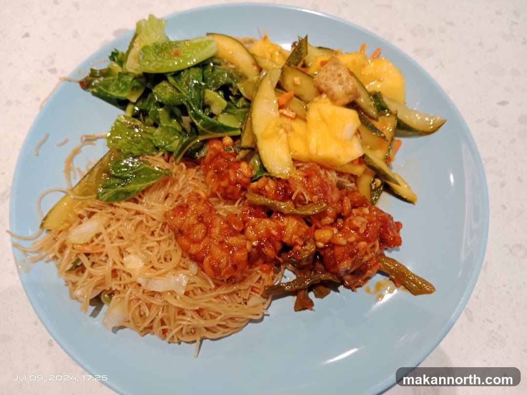 Plate of Noodles and Stir-fried Dishes