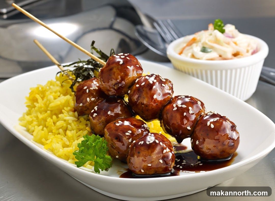 Meatballs with Rice and Coleslaw