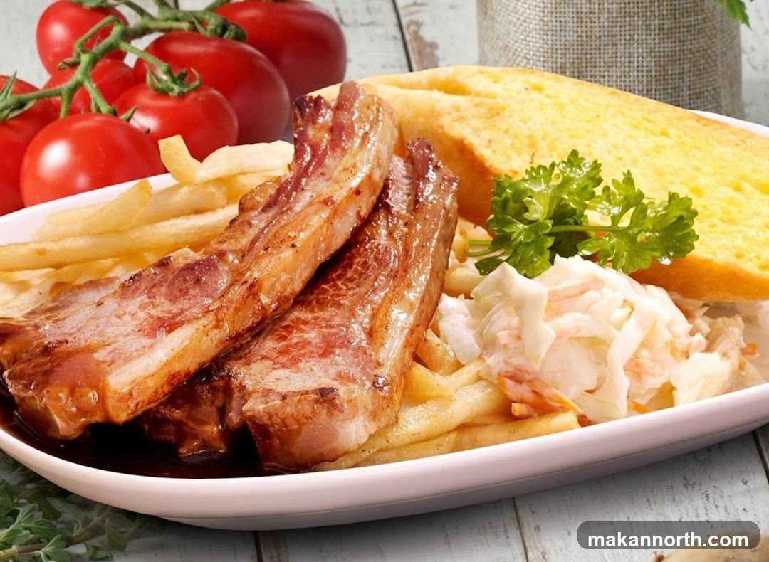 Pork Ribs with Fries and Coleslaw