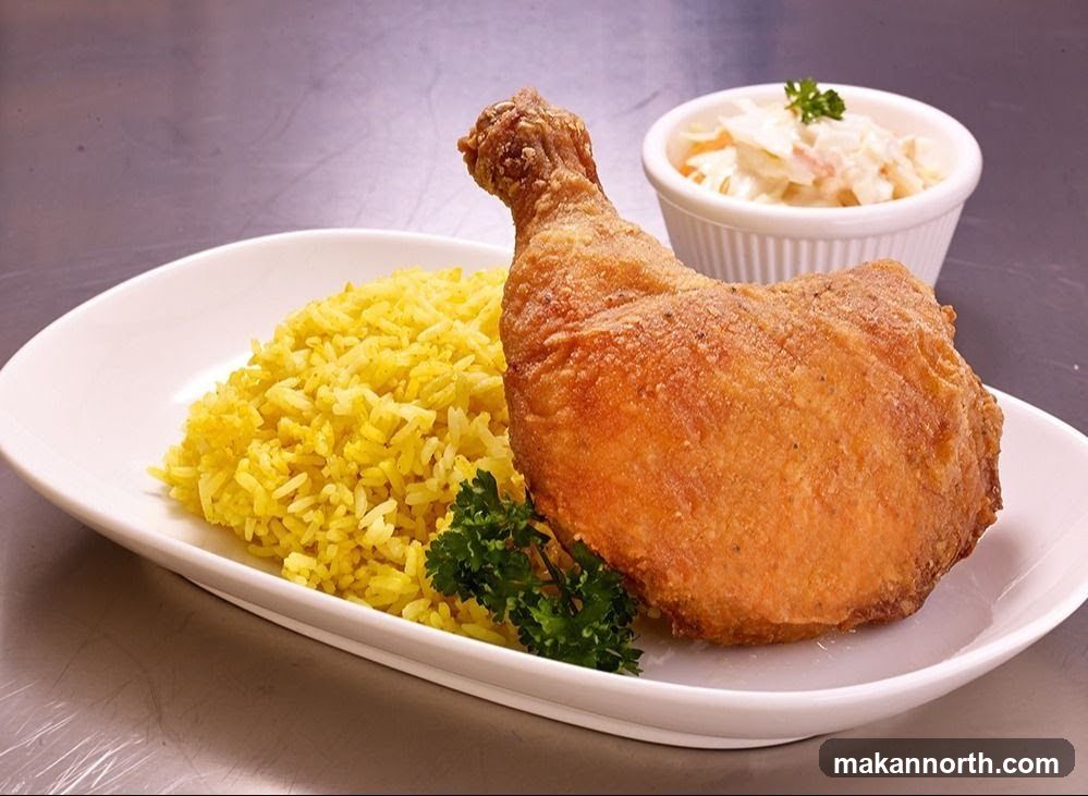 Fried Chicken with Rice and Coleslaw