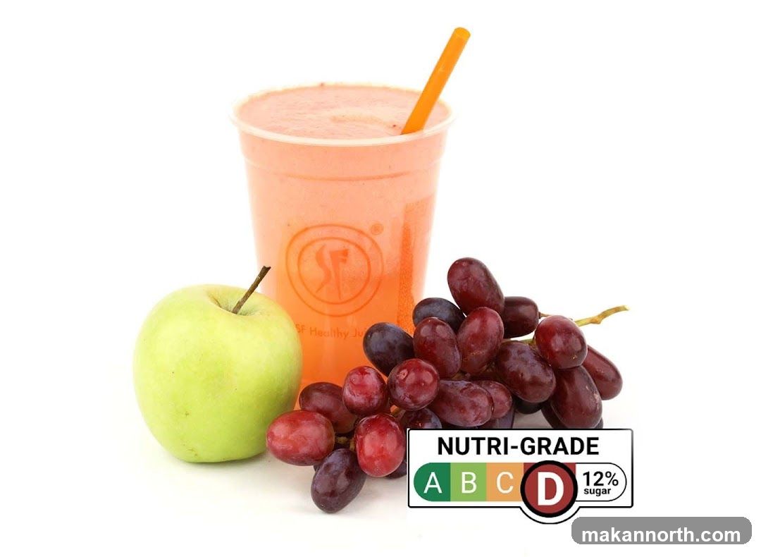Healthy Juice with Fruits and Nutri-Grade Label