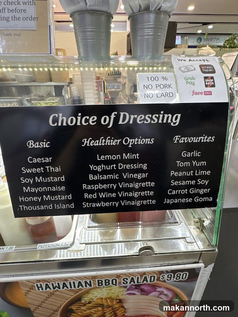 Choice of Dressing Menu