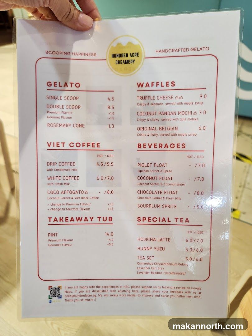 Hundred Acre Creamery Menu