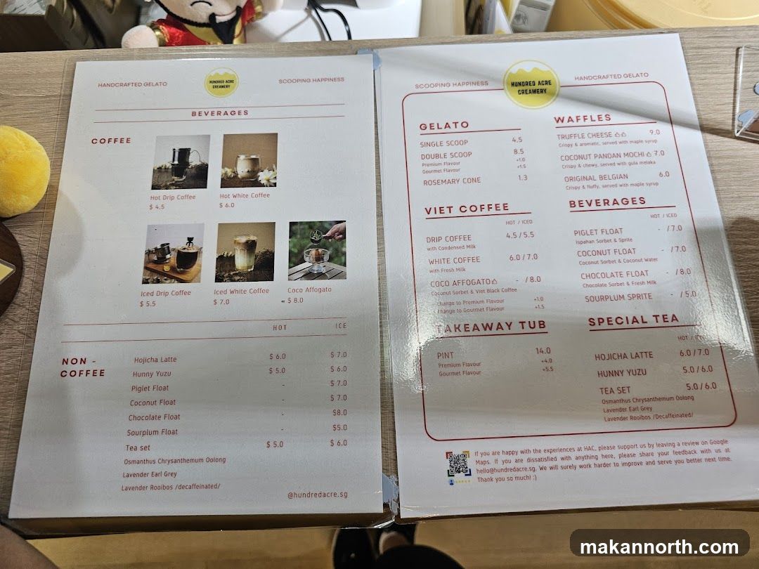 Hundred Acre Creamery Menu