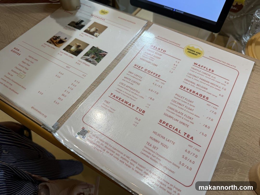 Hundred Acre Creamery Menu