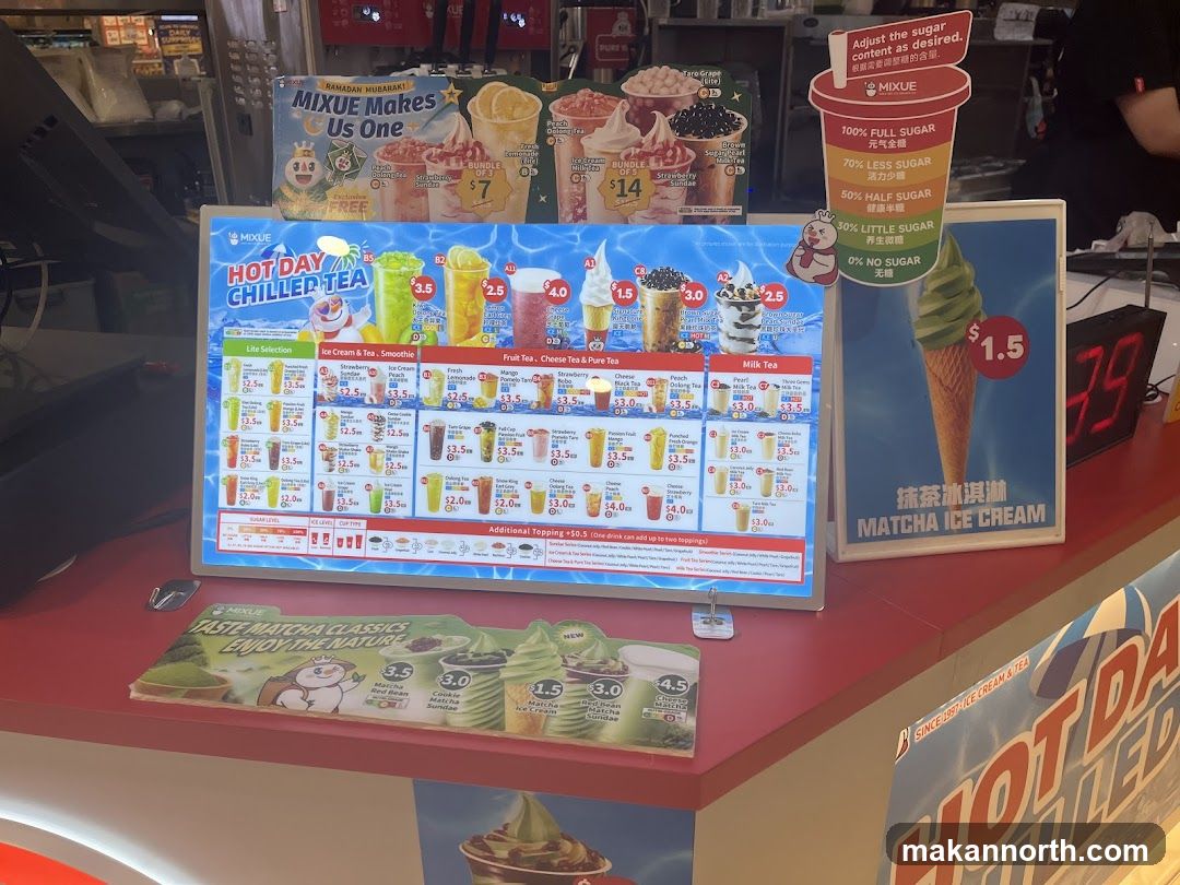 Mixue Menu and Ice Cream Display