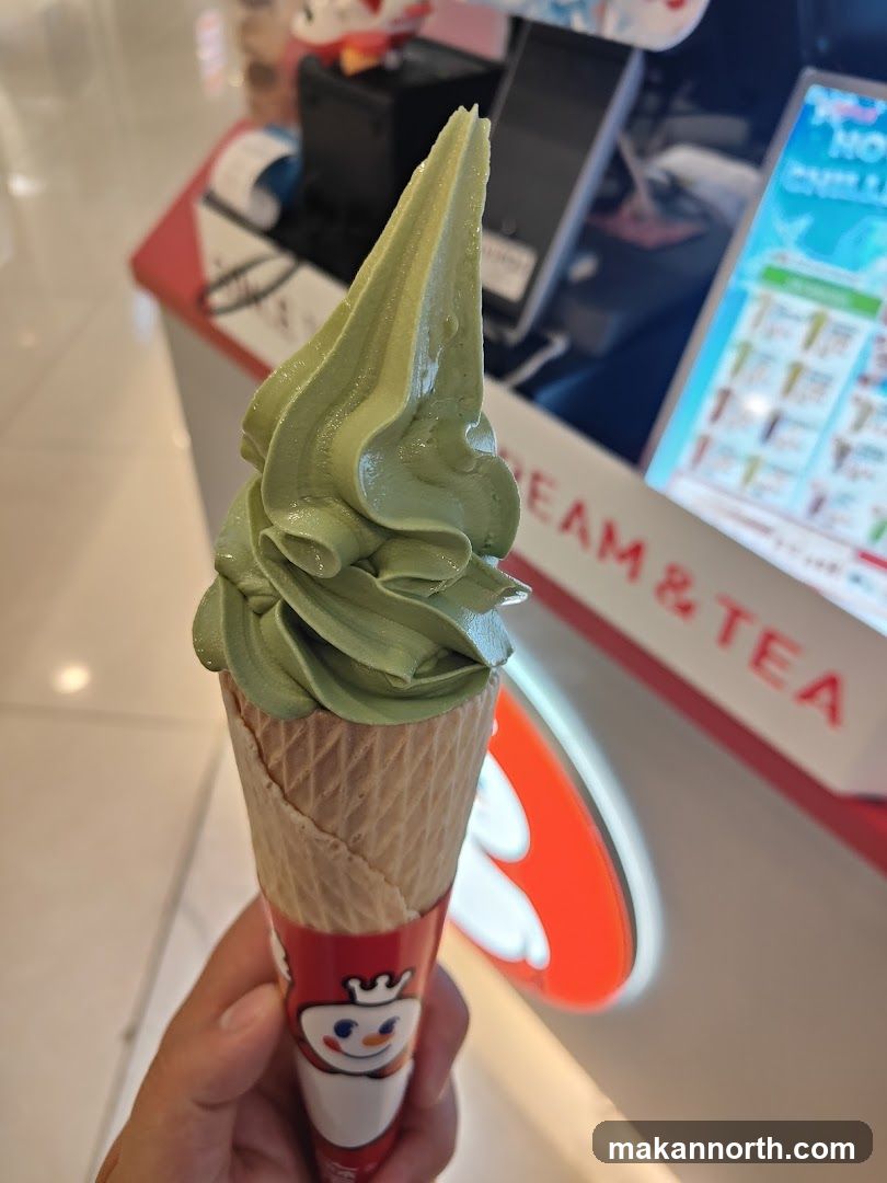 Green Tea Soft Serve Ice Cream Cone