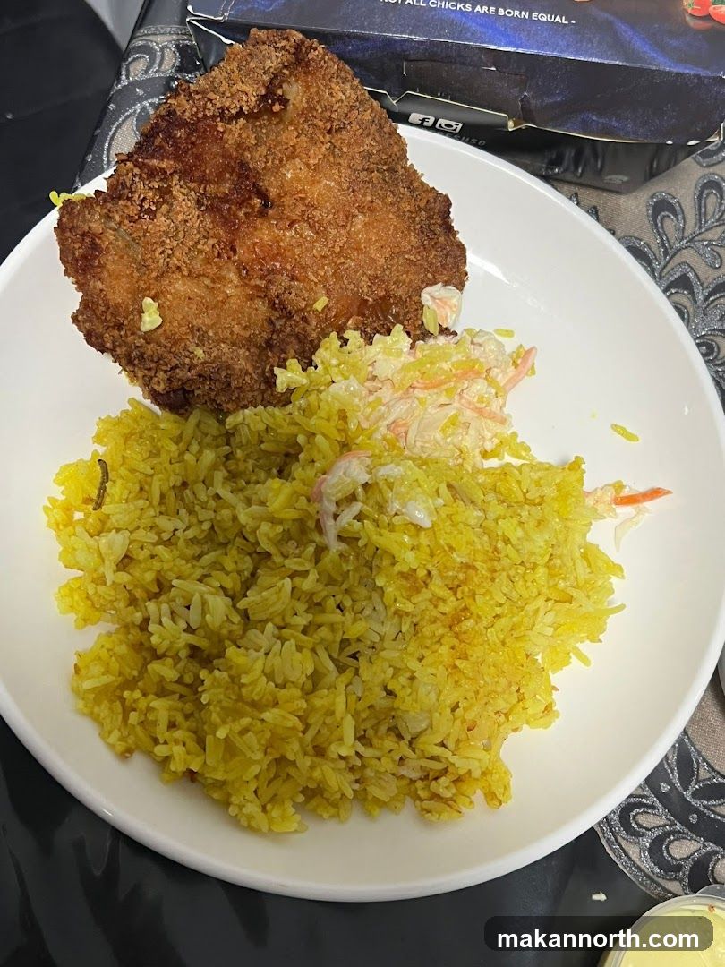 Fried Chicken with Rice and Coleslaw