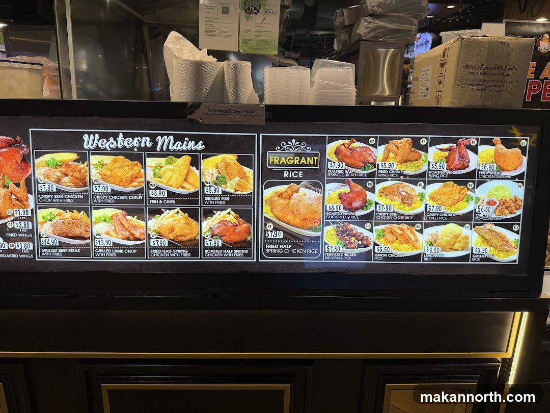 Western Mains and Fragrant Rice Menu