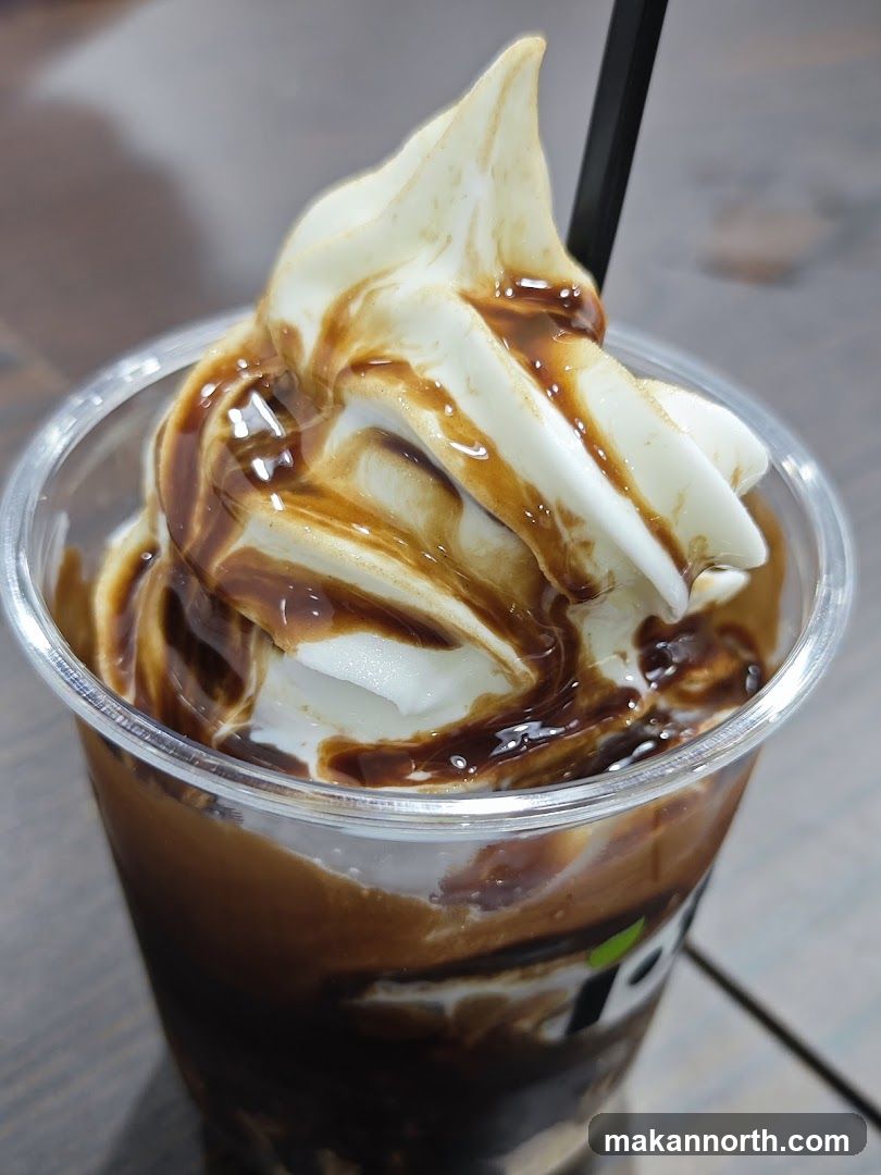 Soft Serve Ice Cream with Chocolate Syrup