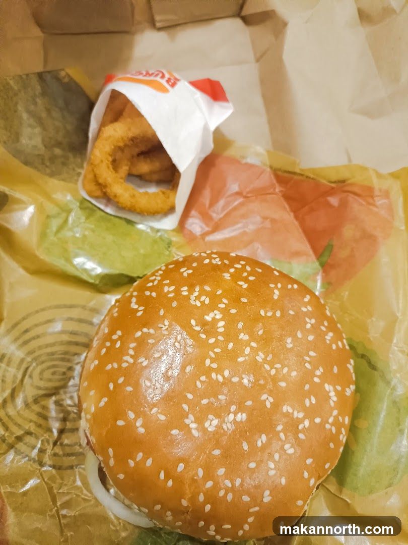 Burger and Onion Rings