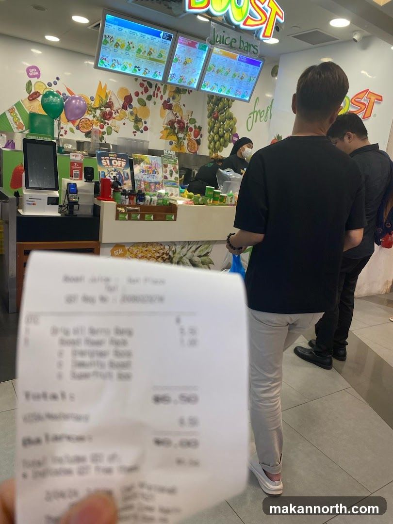 Boost Juice Bar Receipt