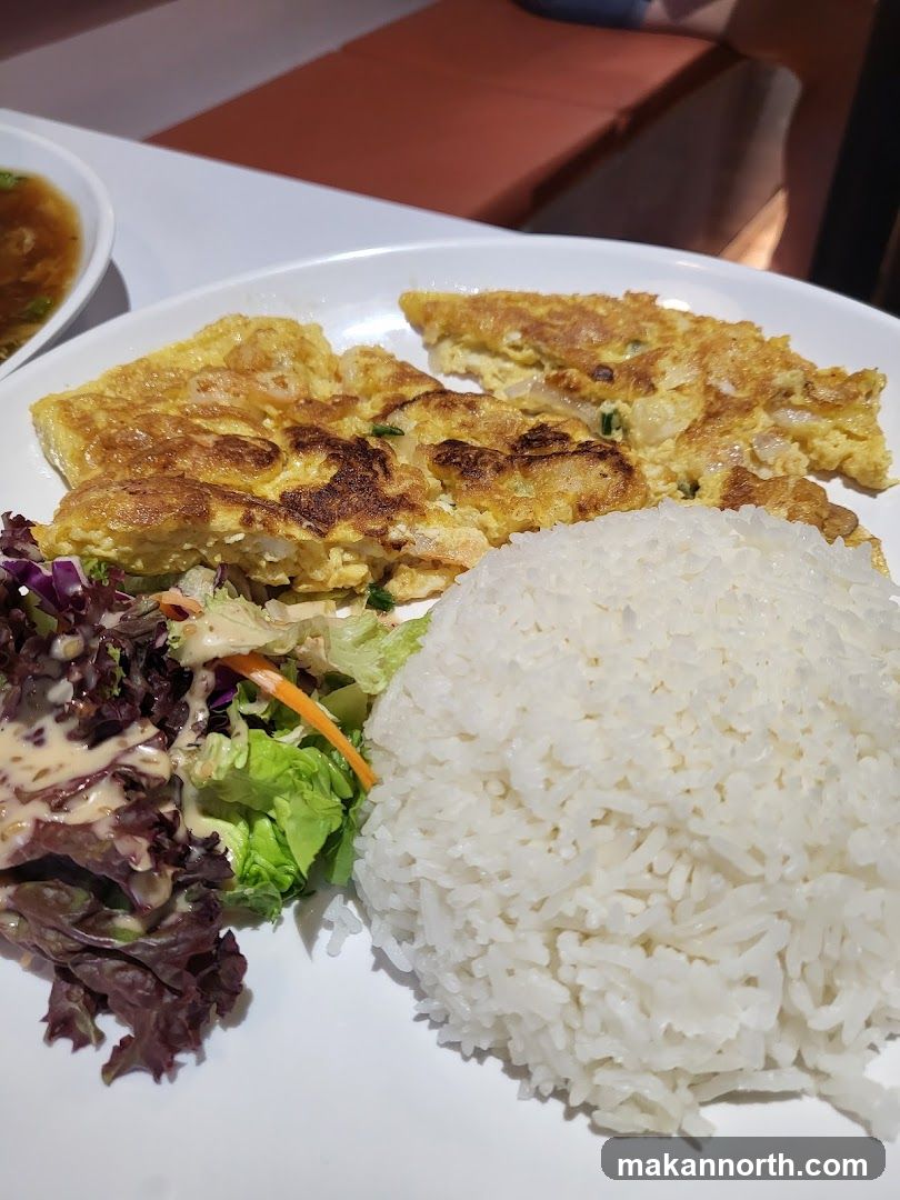 Omelette with Rice and Salad