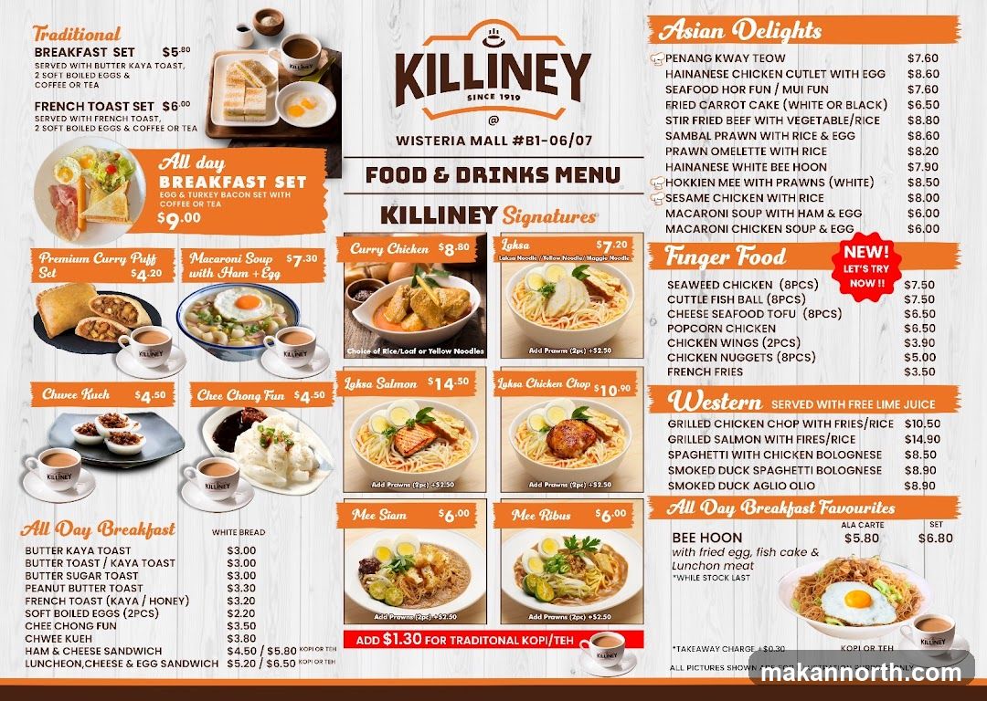 KILLINEY FOOD & DRINKS MENU