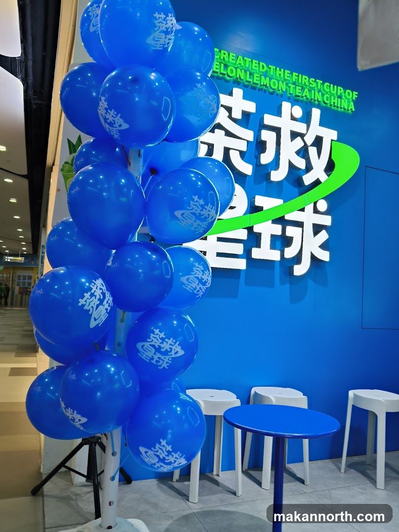 Blue Balloons and Store Signage