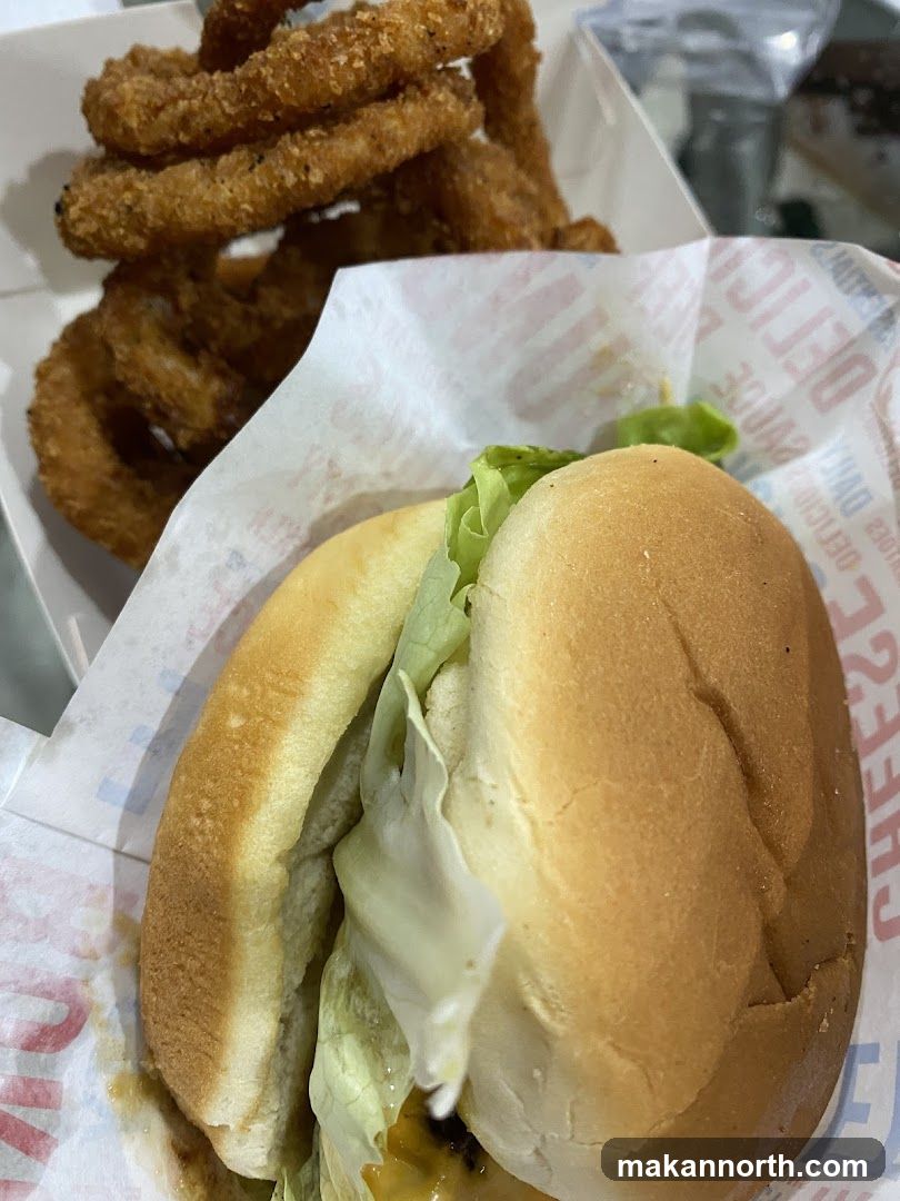 Burger and Onion Rings