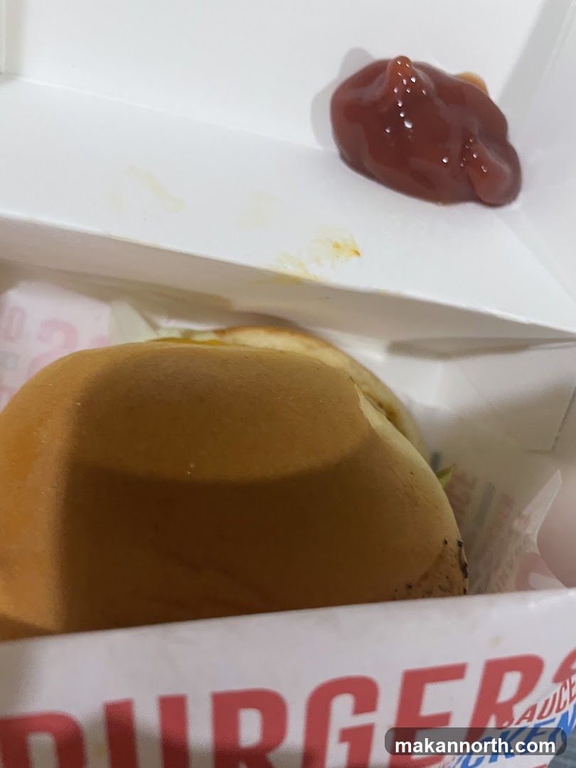 Burger in a box with ketchup