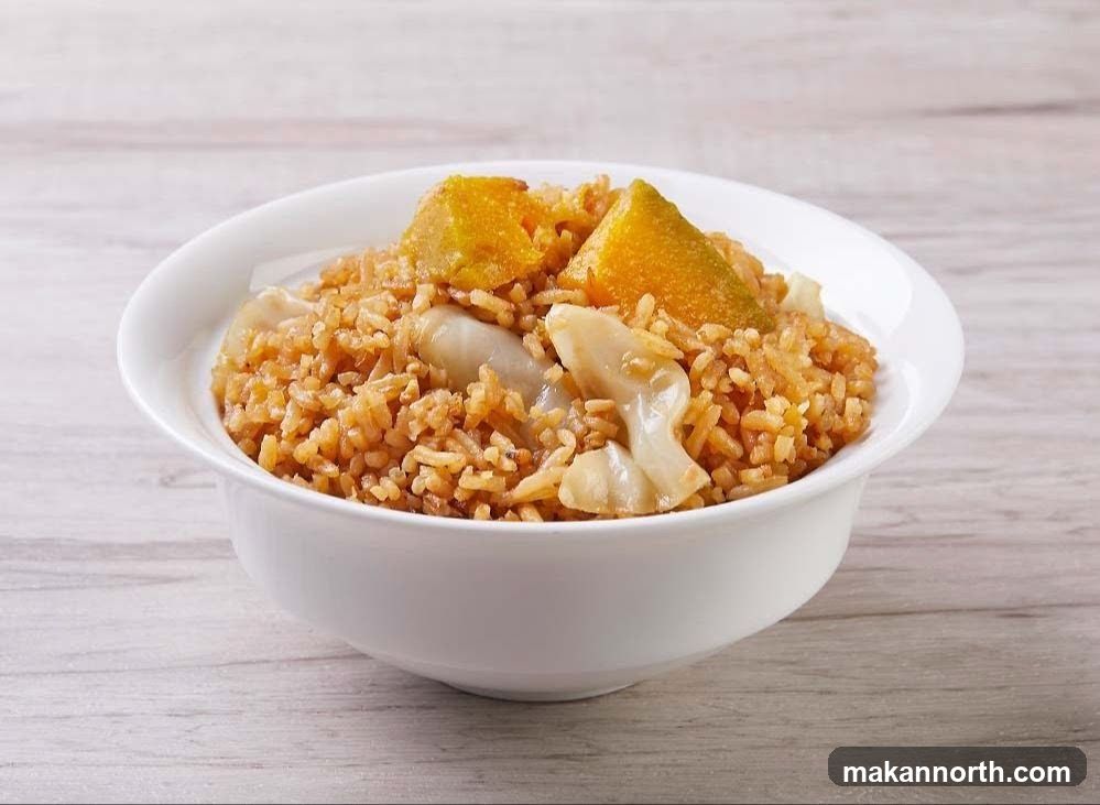Rice dish with pumpkin and dumplings