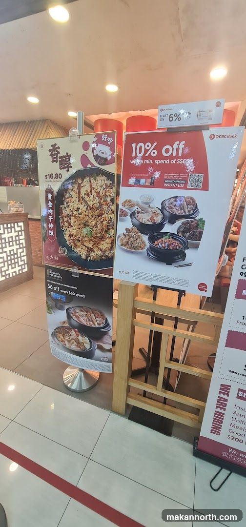 Promotional posters for food and bank offers