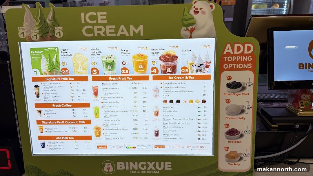 BINGXUE TEA & ICE CREAM Menu