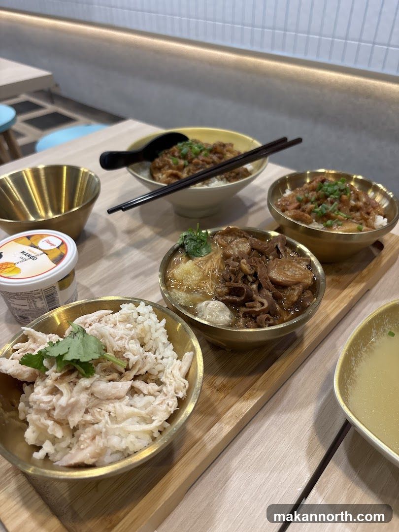 Bowls of food on a tray