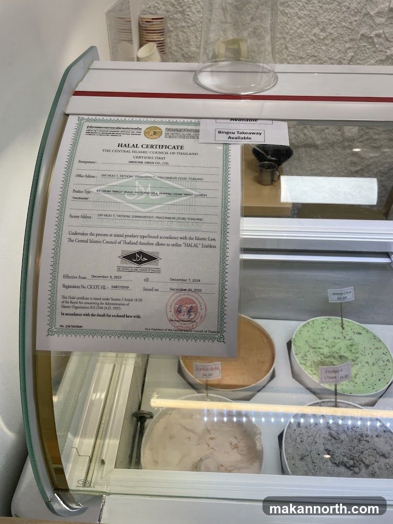 Halal Certificate and Ice Cream Display