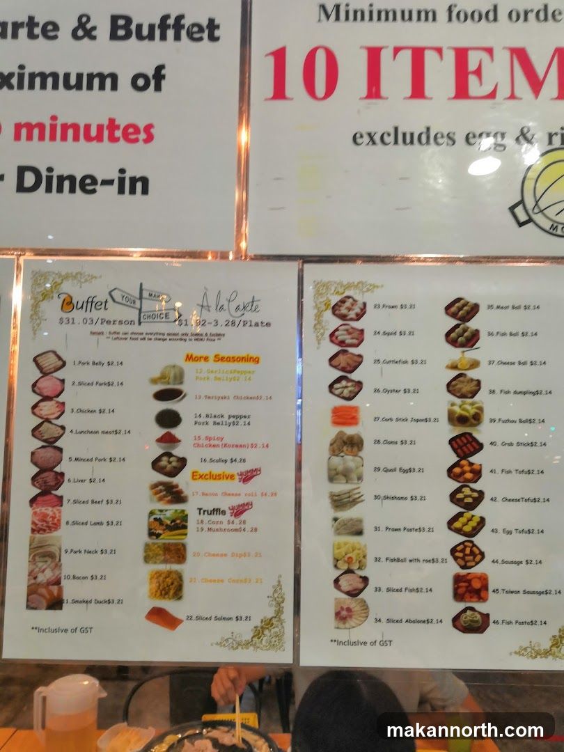 Buffet & A La Carte Menu