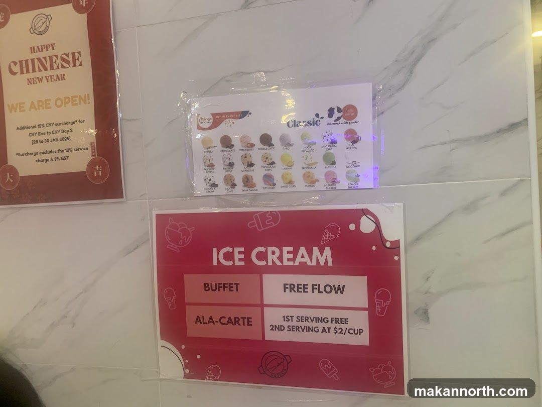 Ice Cream Menu and Chinese New Year Notice