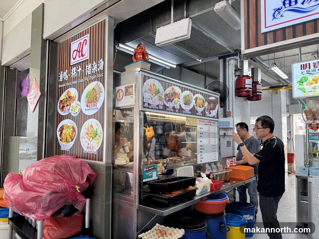 Food Stall with Menu and Customers