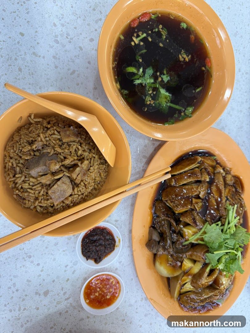Braised Duck Rice with Soup and Condiments