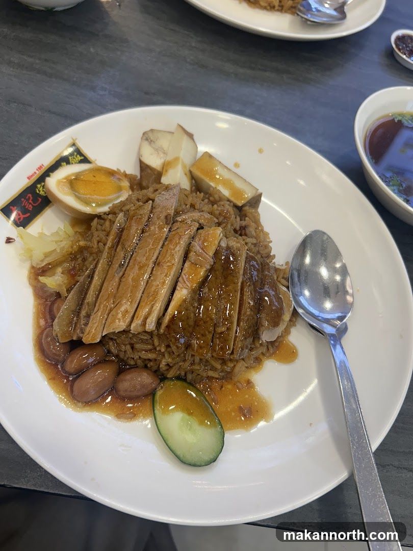Sliced meat and rice dish
