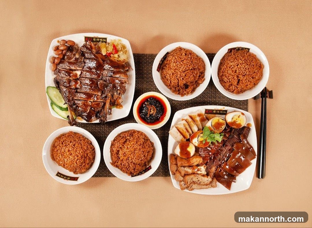 Platters of Roasted Duck and Braised Meats with Rice