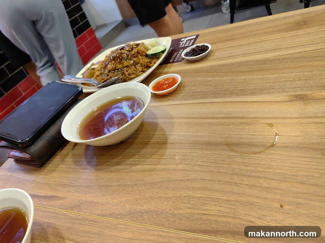 Table with food and phone